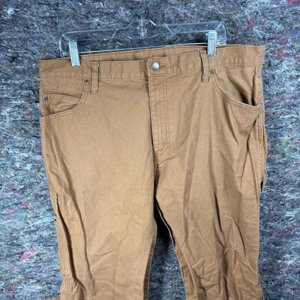 Dickies 男式木匠裤子尺寸 36x34 棕色实用工作服棉混纺 — 第 2/4 张图片