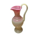 Vintage Fenton Soft Yellow Pink Blush Glass Pitcher Jug Vase 10”
