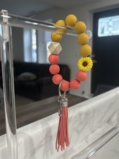 Sunset Sunflower Silicone Wristlet/Keychain for Women and Girls New Hand Made