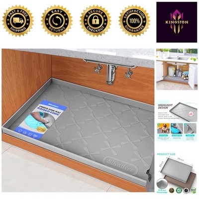 Multi-Use 34x22 Silicone Under Sink Mat - Elegant Kitchen Organization Solution