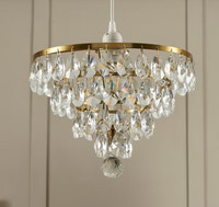 BHS Lighting Elsa Easyfit Shade - 21cm x 30cm - Brass & Glass Droplets