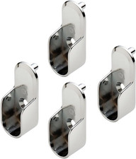Premium Chrome Oval Wardrobe Closet Rod End Supports Brackets for 15Mm X 30Mm wi