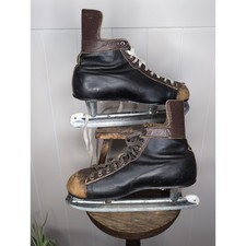 Vintage Decorative Canadian leather ice skates,Collectables rustic home decor.