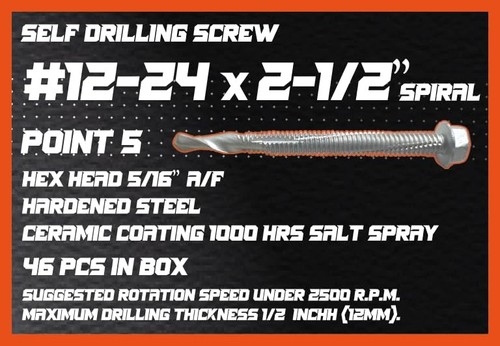 #12 x 2-1/2 Self-Drilling Screws for Metal – Hex Head, Heavy-Duty Tek Screws,... - Bild 4 von 7