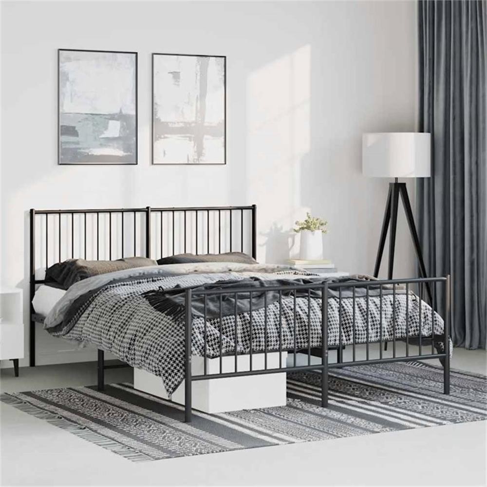 Bowery Hill Powder-Coated Steel Full/Double Bed Frame in Black