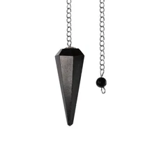 Black Tourmaline Pendulum Crystal Stone, Faceted Pendulum Divination Tools
