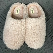 Dearfoams Muslin Fuzzy Slippers Pink Size Large 9-10 NEW without Tags