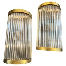 A Pair Of Sciolari Style Mitte des Jahrhunderts Modern Brass And Glass Italian