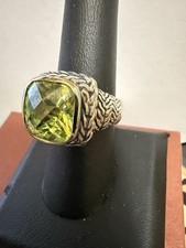 Beautiful Peridot BezelSet Cushion Cut Ring Size 8