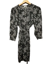 GAP BLACK WHITE MINI FLORAL BELTED DRESS SZ LARGE