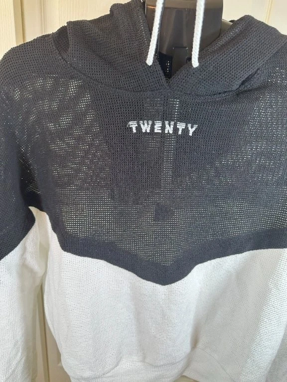 🔥Nueva con etiquetas Twenty Montreal Canada Breathe Mesh Color Block Sudadera con capucha Negro Blanco L🔥 Foto 3 de 4