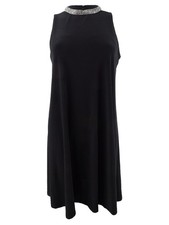 Tommy Hilfiger Women's Beaded Neckline A-Line Dress (4, Black) 192114671150