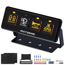 MICTUNING Wireless 4 Gang Switch Panel LED ON-Off Relay Circuit Control Box Kit