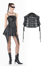 Dark In Love Women Black Gothic Steampunk Multi-Buckle Tech-Punk Waist Cincher