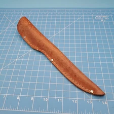 Vintage Unbranded fixed blade Brown Leather Belt Pouch Fillet Knife Case 10"x8.5