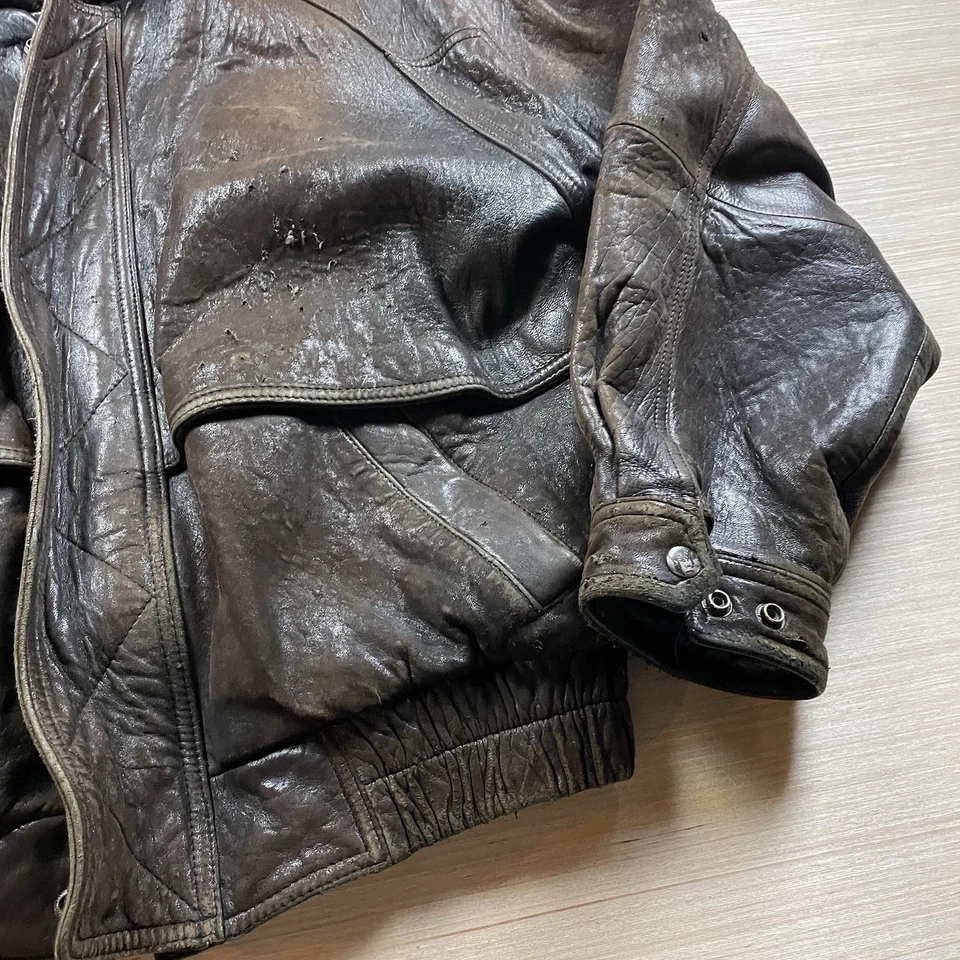 Chaqueta Bombardero De Colección Cuero Envejecido L A2 Aviador Fuerza Aérea Años 90 Preswick & Moore Foto 2 de 4