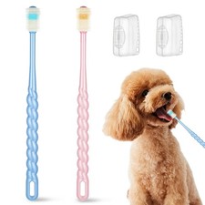 Matwsec 2 Pcs Small Dog & Cat Toothbrush 360 Degree Soft Pet Tooth Brush for