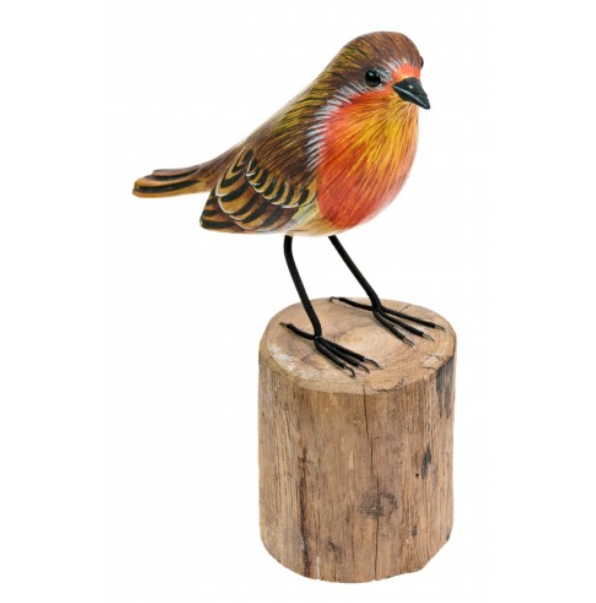 Wooden Robin on Stand Rustic Homeware Decoration Natural Living Room Ornament