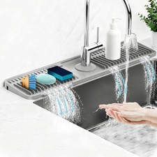 Silicone Faucet Mat for Kitchen Sink Splash Guard 24" x Light Grey