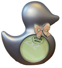 Silver Duck Metal Baby Picture Frame Pink Bow 2 x 2 Picture Stand Up