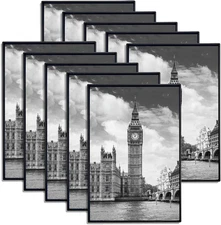 Front Loading Black Picture Frame 4X6 Set of 10 Wall and Table Mounting