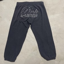 VS PINK VINTAGE BLING RHINESTONE LOGO SWEATPANTS SZ XS 2007 Spell Out Y2K