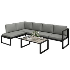 Outsunny Garden Sofa Set with 2 Loveseats, Armless Chair, Coffee Table