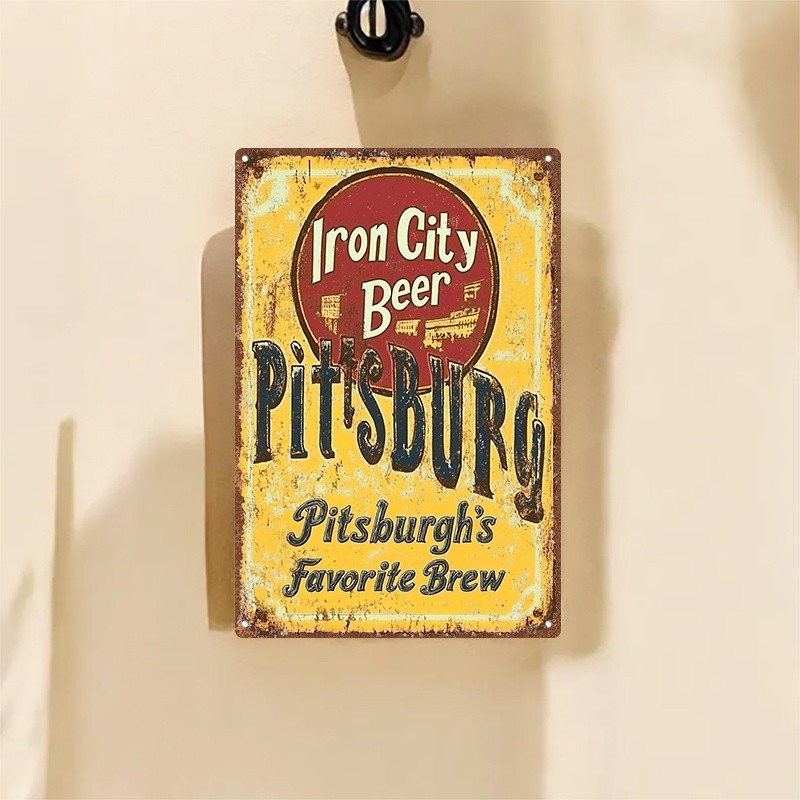 Vintage Iron City Beer Metal Sign Pittsburgh Themed Bar Wall
