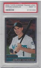 PSA Mint 9 2000 Topps Chrome Traded Adrian Gonzalez Rookie Card. rookie card picture
