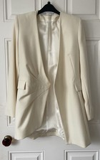 Zara Cream Structured Tailored Blazer with Pleated Waist (XS)