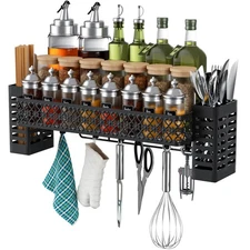 Hanging Spice Rack Wall Mount Over Stove Spice Organizer Shelf with Wall Hanging