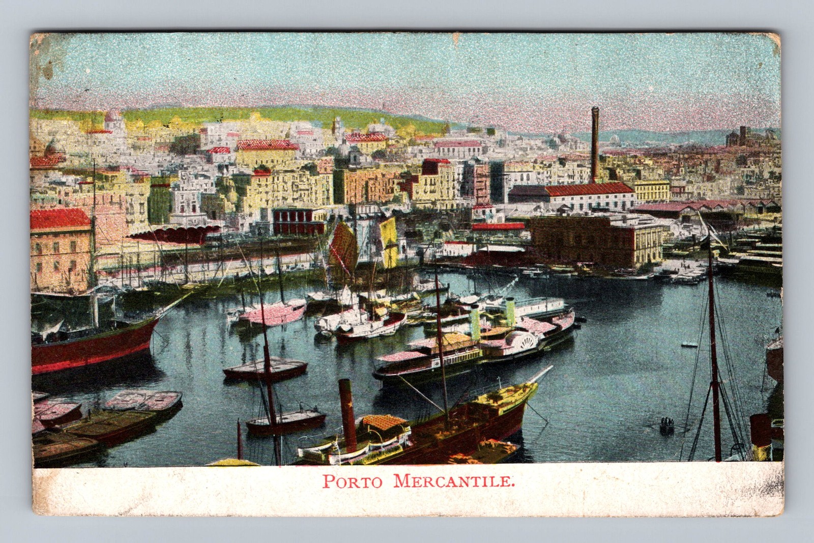 Italy- Naples Merchant Port Souvenir Postal Old Card View PC Vintage Postcard