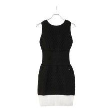 Chanel Sleeveless Dress Size 38 Black White Rayon Polypropylene Used