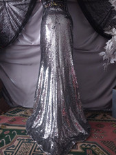 VTG SILVER BOWLS EVENING PROM EVENT GLAM PAGEANT MAXI LONG FITTED DRESS GOWN 6