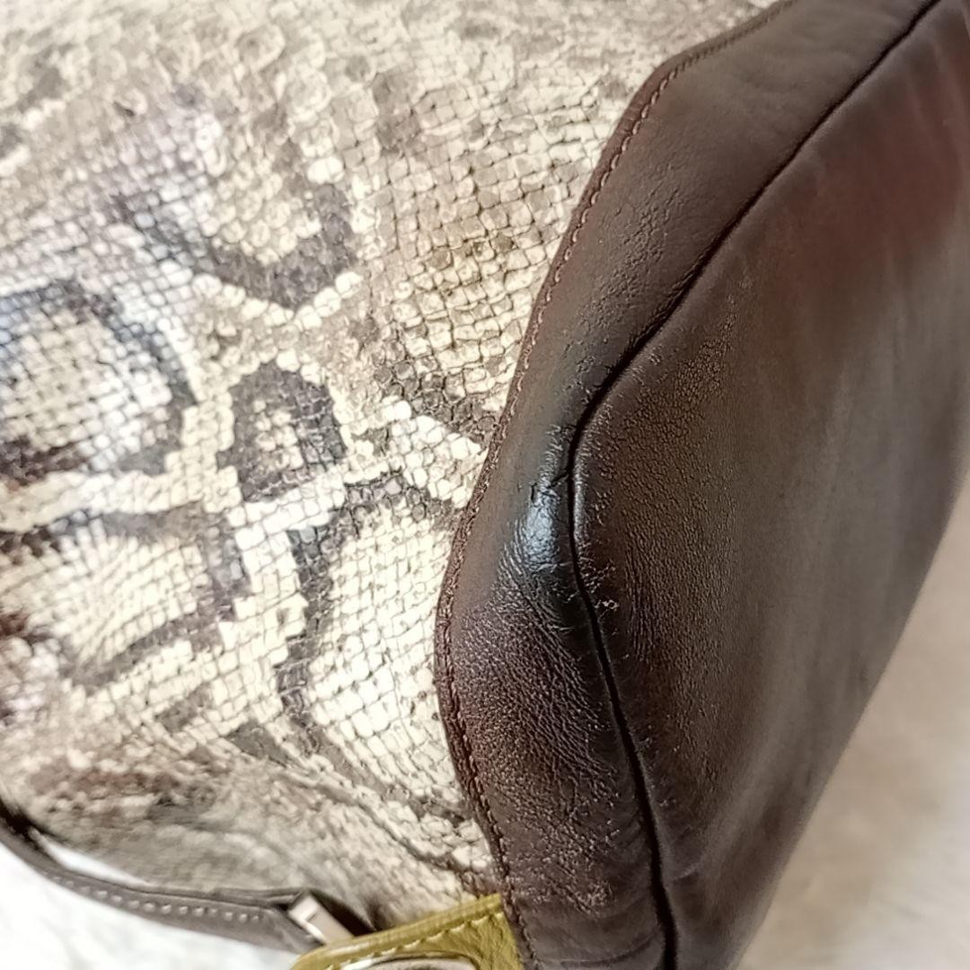 Longchamp Python Pattern Tote Bag Shoulder Leathe… - image 9