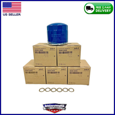 GENUINE Engine Oil Filter & Washer for Hyundai Kia OEM 2630035505 6-Pack