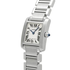 CARTIER Tank Française Sm W51008Q3 Silver Ladies Used Watch #331410 2