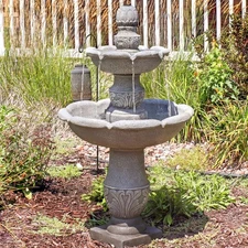 French Garden Reinforced Concrete Outdoor 2-Tier Water Fountain by Sunnydaze