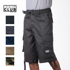 Pro Club Men's Cotton Twill Cargo Shorts With Belt