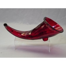 Duncan & Miller Canterbury Ruby Cornucopia Vase 121 Swirl 13"