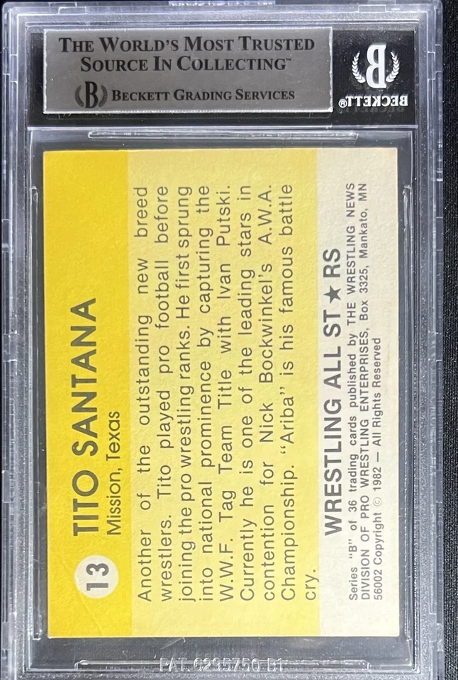 TITO SANTANA 1982 WRESTLING ALL STARS SIGNED ROOKIE - BGS BAS AUTHENTIC AUTO WWE - Image 2 of 2