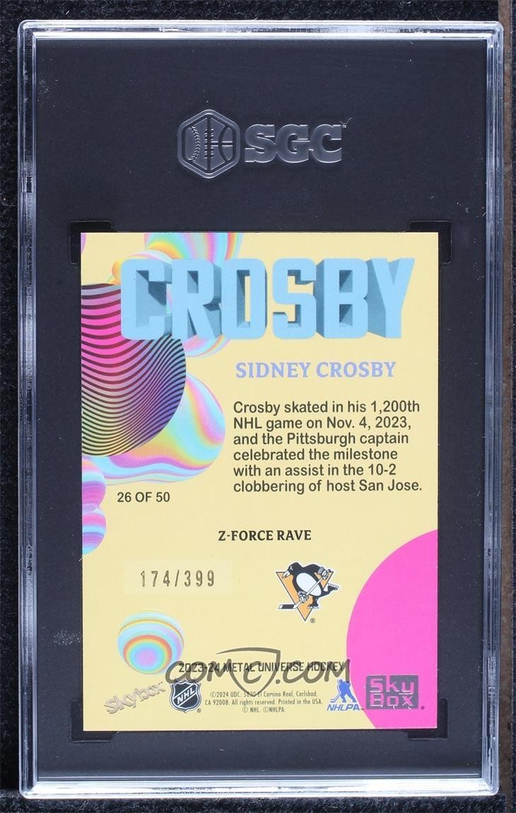 Sidney Crosby - 2023-24 Skybox Metal Universe Z-Force Rave #26  /399  SGC 9.0 view 2