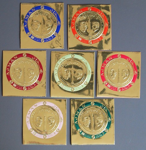 AJMAN 1969 SPACE, Apollo 11, Cpl Superb MNH/** GOLD Set + Sheet-Set, Astronauts - Imagen 10 de 11
