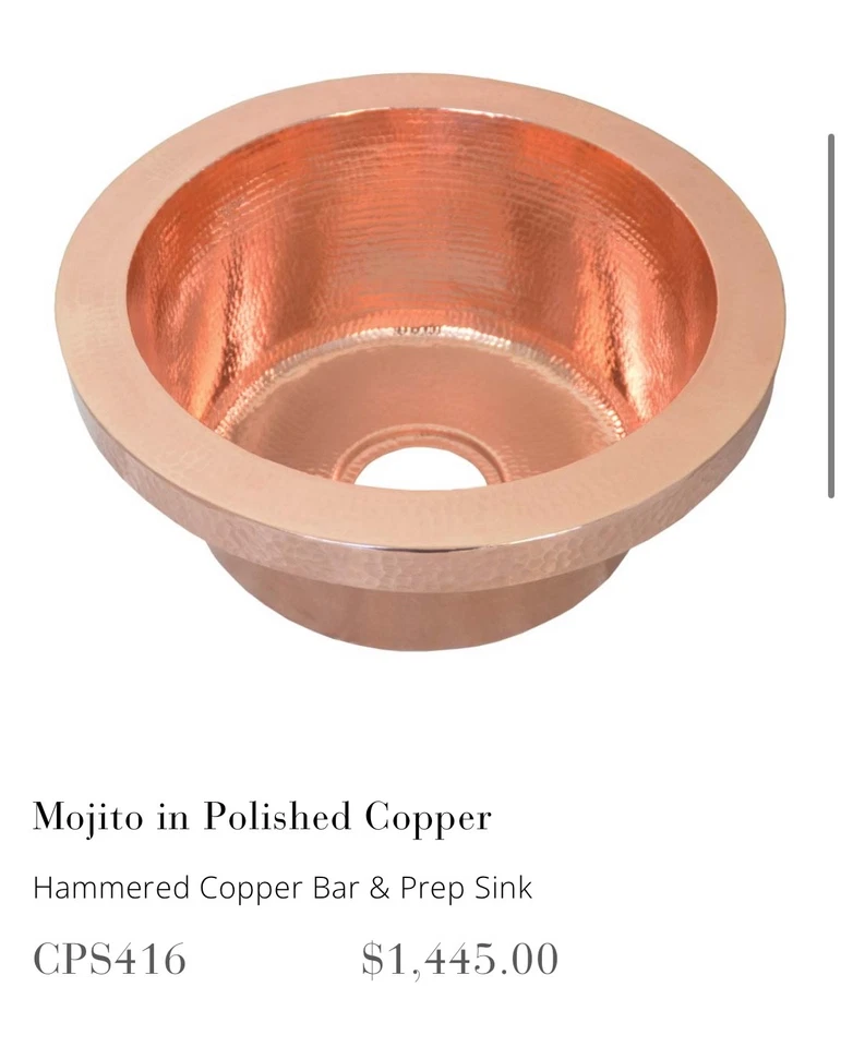 Copper Mojito-Native Trails 水槽,包括配套铜排水篮 — 第 4/4 张图片