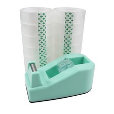 Desktop Tape Dispenser,1 Pack Green Tape Dispensers with 12Rolls Transparent ...
