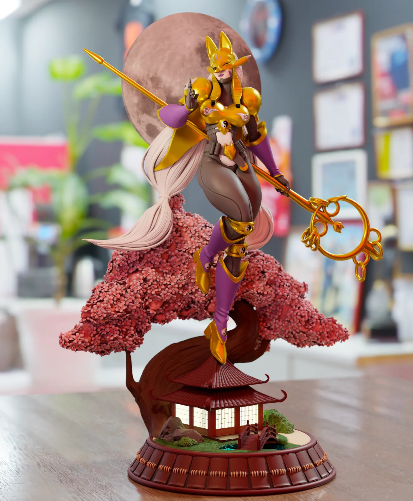 Estatua Digimon impresa en 3D 16K hecha por abanicos - Sakuyamon escala 1:6 sin pintar