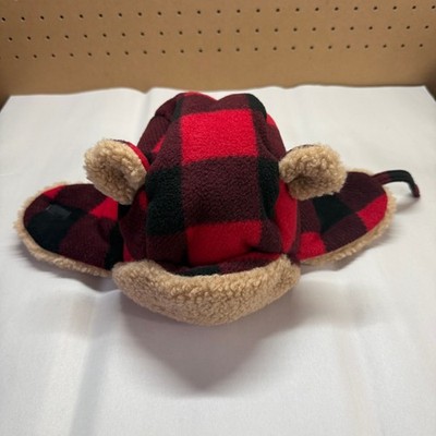 Cat & Jack Baby Trapper Hat 12-24M Red Black Buffalo Plaid Sherpa Lined Winter