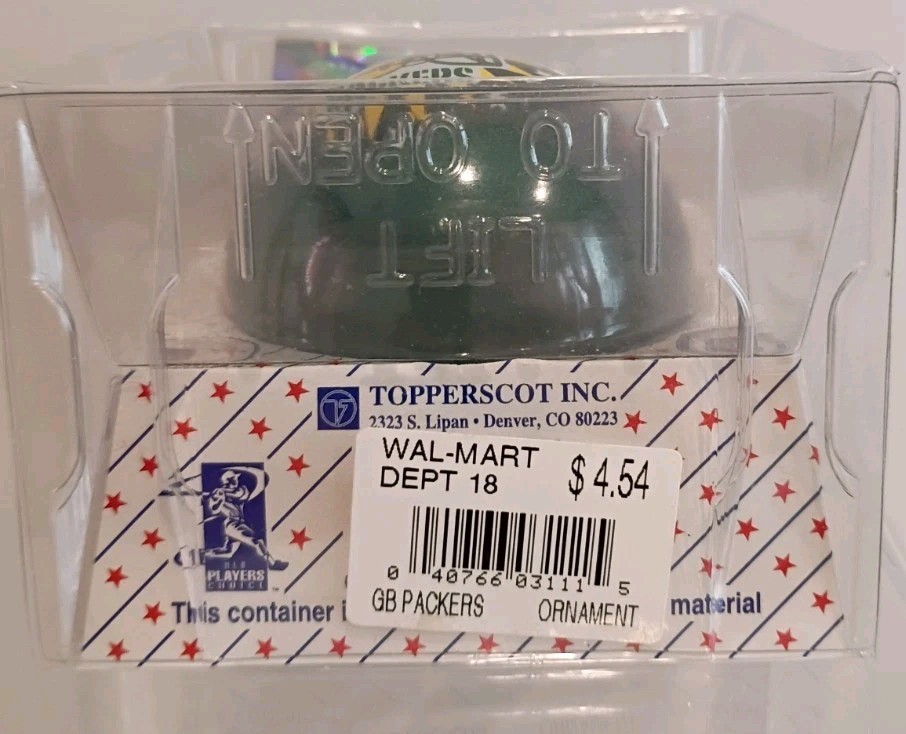 NFL Green Bay Packers Glass Ball Christmas Tree Ornament Topperscot (NRFB)