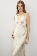 LoveShackFancy Floral Silk Suniva Dress Size 12 hole in back center-see pic