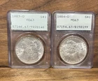 1884-O and 1883-O Morgan Silver Dollars OGH RATTLER PCGS ms63